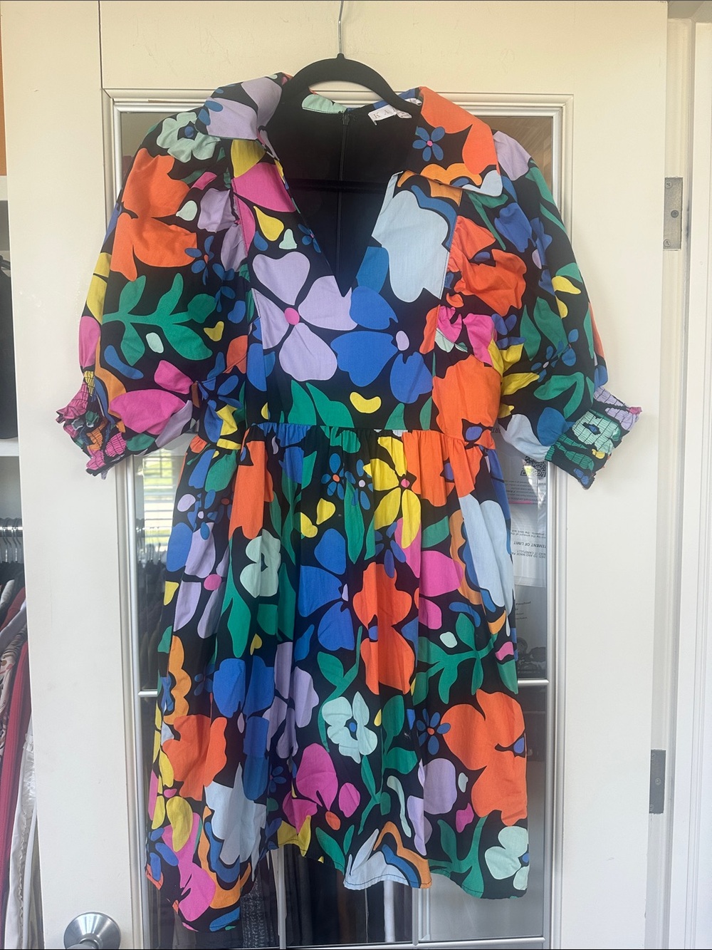 Karlie Multicolor Floral Puff-Sleeve Mini Dress